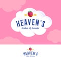 HeavenÃ¢â¬â¢s cloud Logo. Bakery and pastry logo on white cream cloud. Letters and golden nimbus with strawberry.